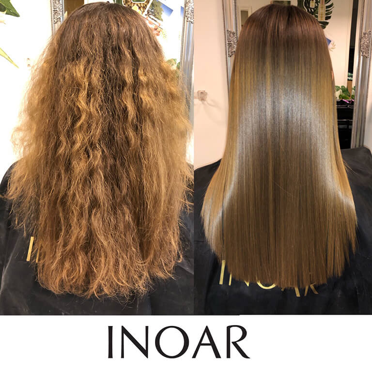 before and after using keratin inoar product 2