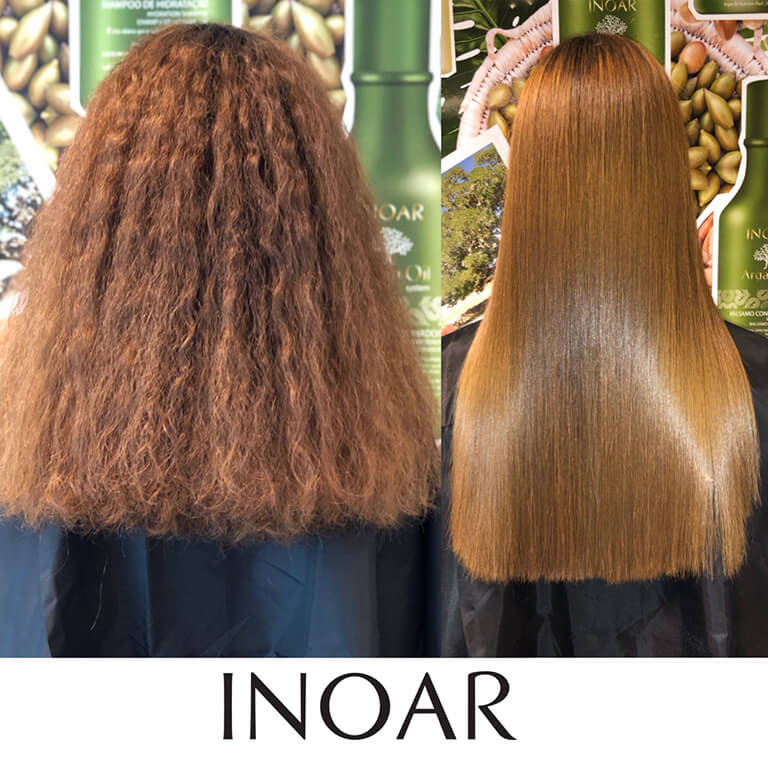 before and after using keratin inoar product 3
