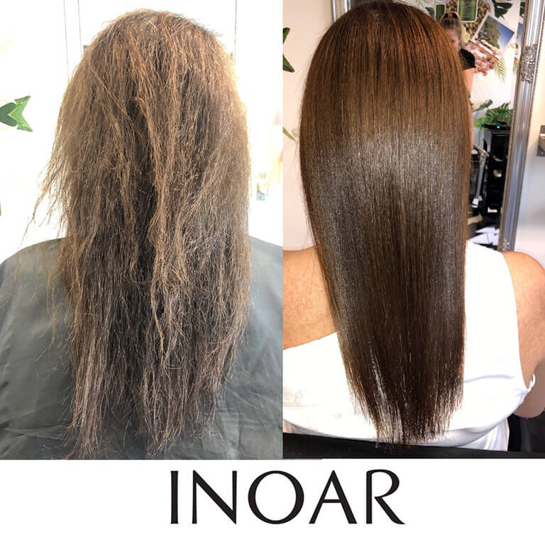 before and after using keratin inoar product 4